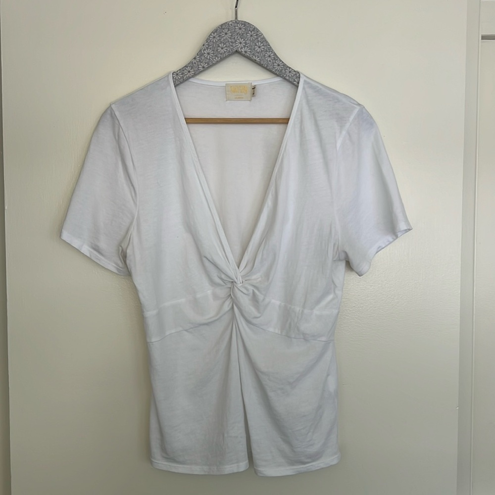 Caprice Twisted Top short sleeve tee cotton in White Nation LTD white L Large